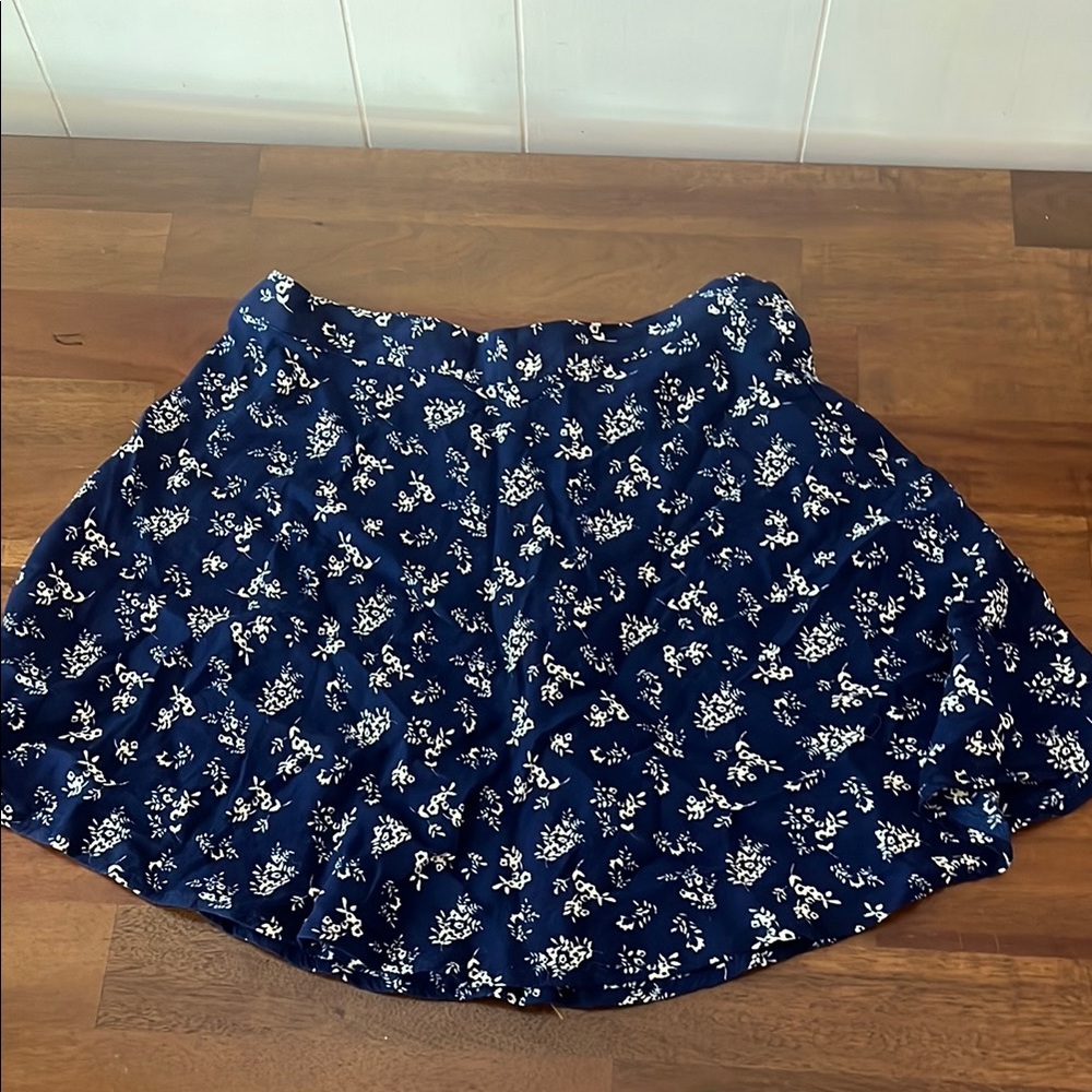 Forever 21 Blue and White Skater Mini Skirt